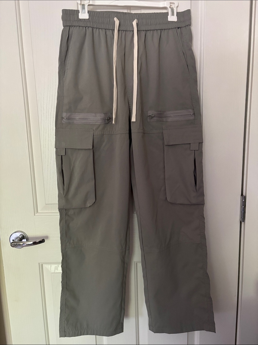 Men's Grey Cargo Drawstring Pants